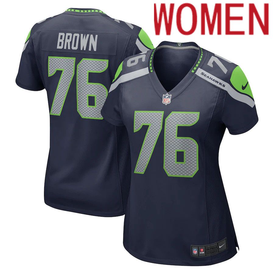 Women Seattle Seahawks #76 Duane Brown Nike College Navy Game NFL Jersey